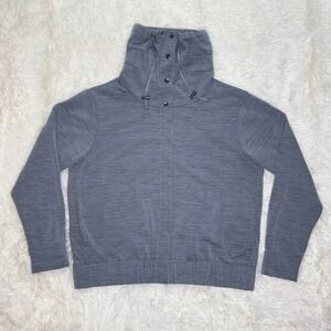 nau Large Wool Blend High Cowl Neck Snap Up Jacket‎ with Front Pockets